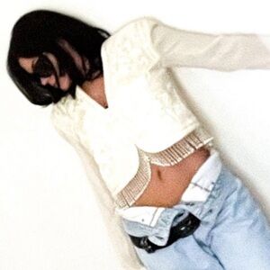 Vintage Collector’s Cream Bolero Evening Jacket with Soutache & Pearl Details S